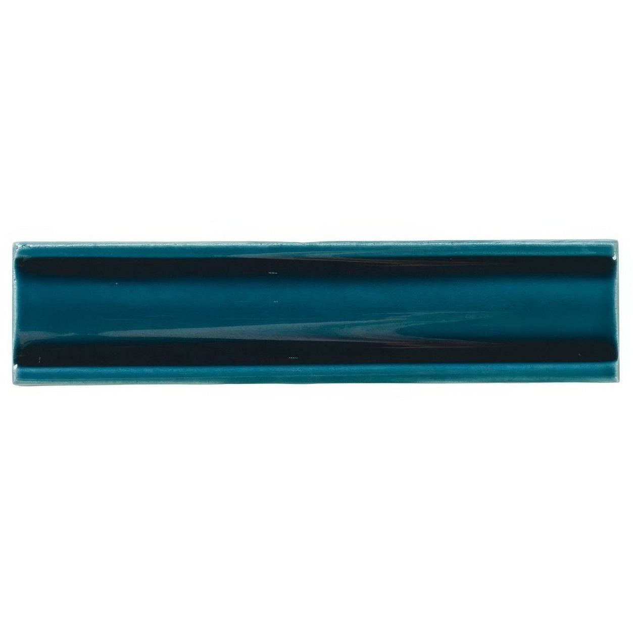 Teal and black striped ceramic tile with a glossy finish from empress dado tourmaline collection