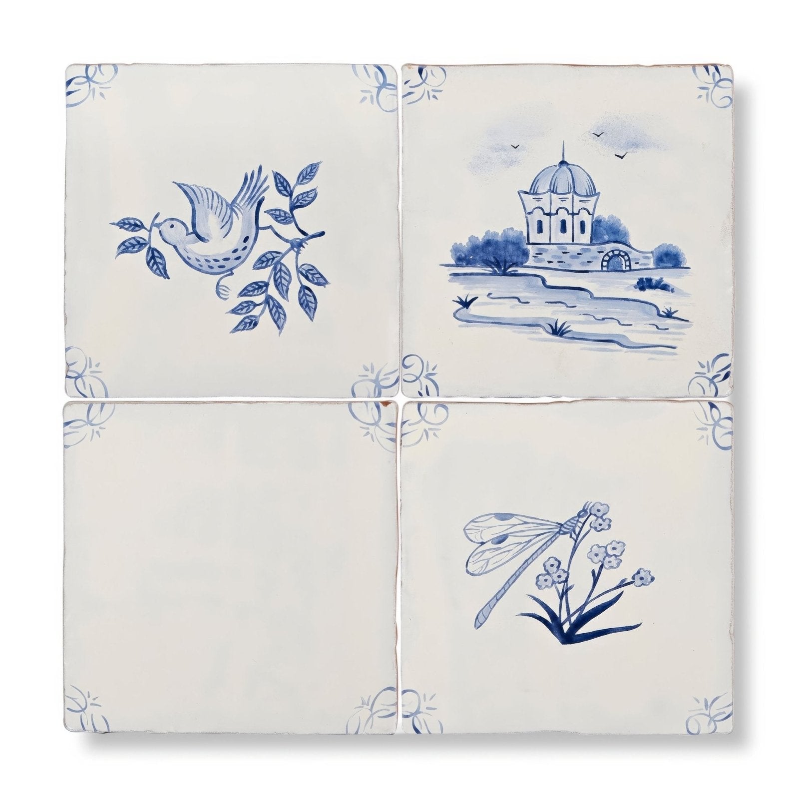 English Delft Dragonfly Blue Gloss Tile – pattern detail (2)