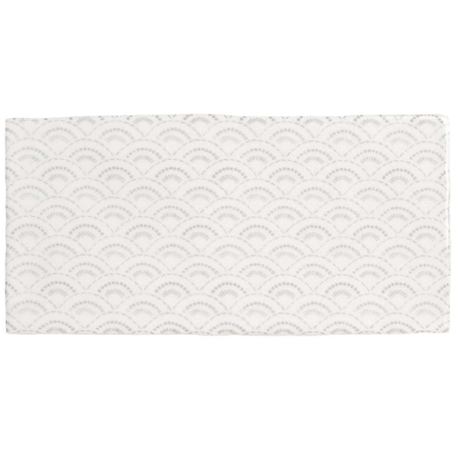 White fabric bath mat fabrique rosaline dove grey with subtle raised fan-shaped pattern for bathroom use
