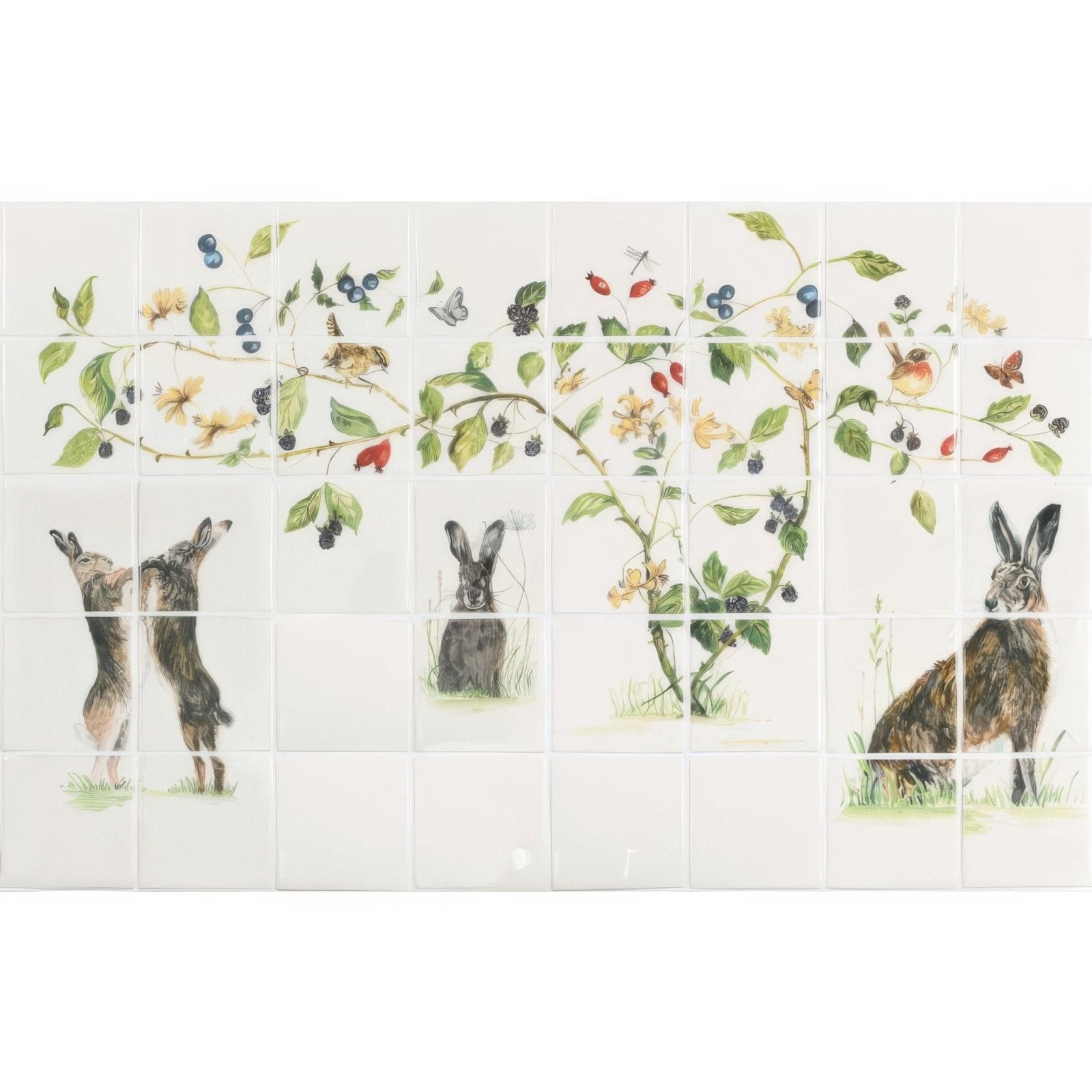 Family of Hares 40 Tile Panel