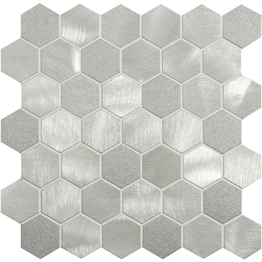 Fenrir Silver Mixed Finish Hexagon Mosaic - alternate view