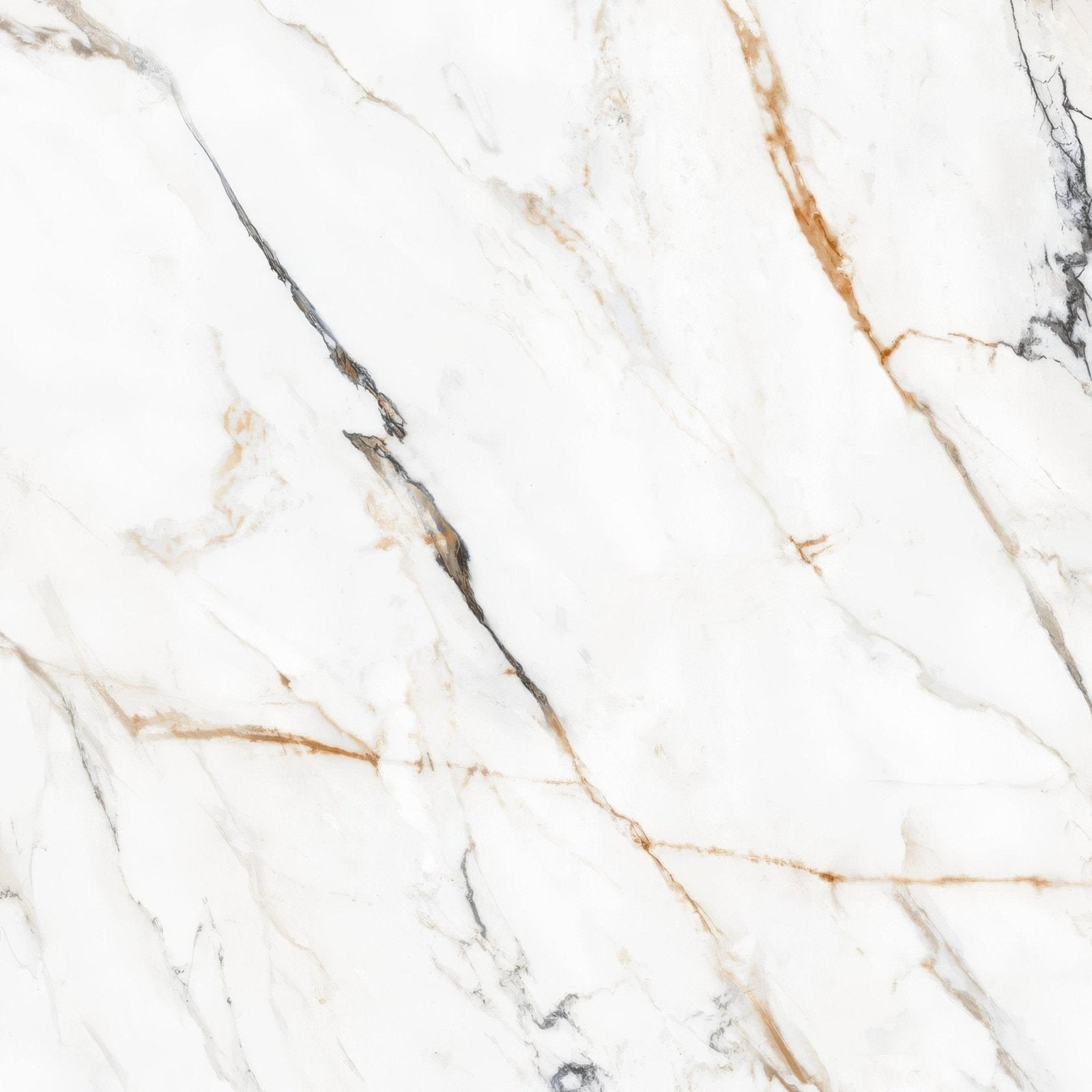 White marble surface with elegant golden and dark gray veining from firenze 1840 calacatta gold polished collection