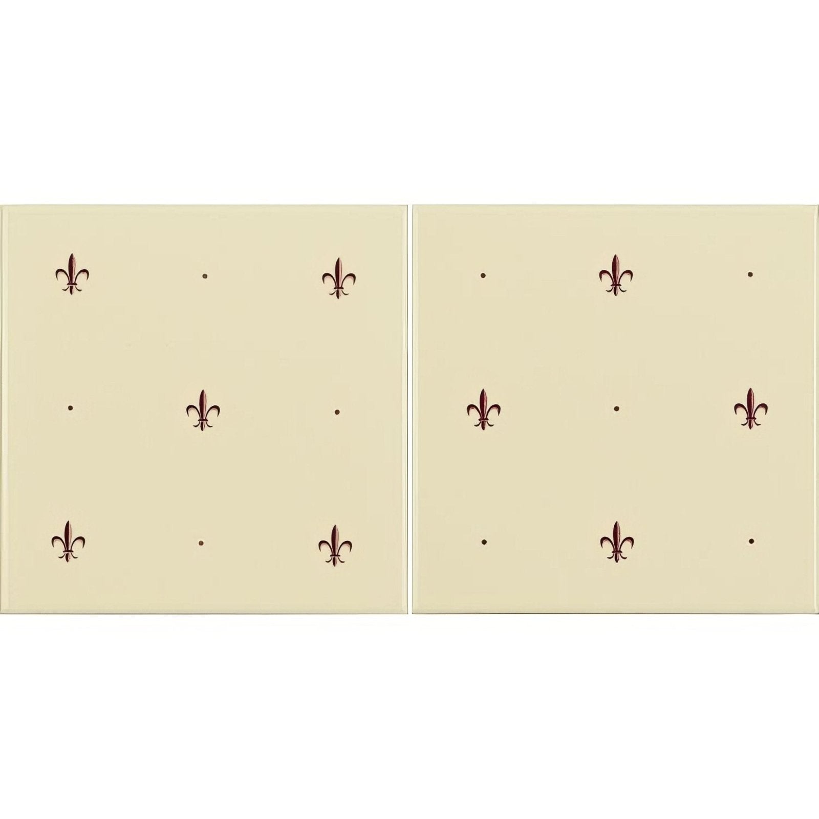 Fleur de Lis Burgundy on County White (2 Tile Set)