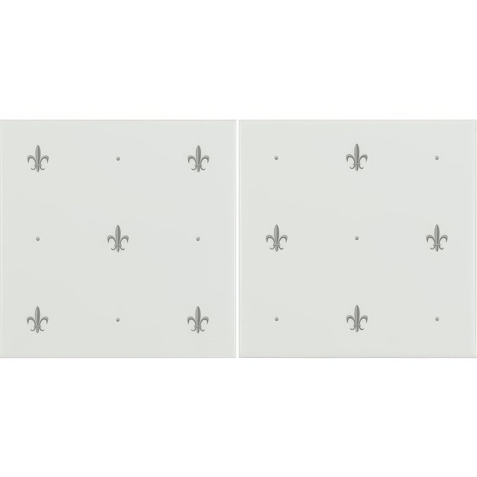 Fleur de Lis Platinum on Brilliant White (2 Tile Set)