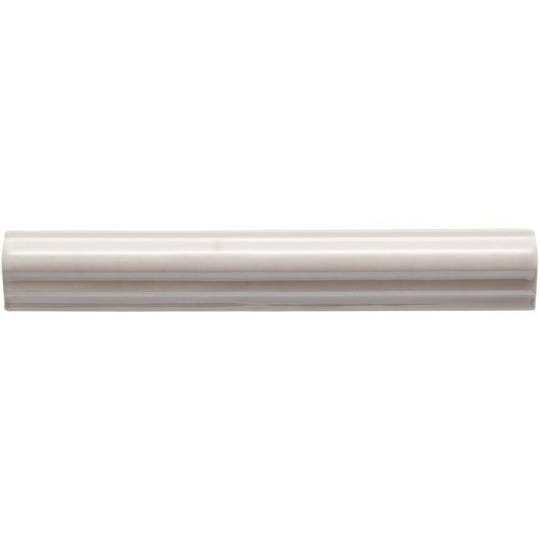Cream-colored glossy ceramic Flint ogee crown molding with a smooth slightly curved profile for elegant interior trim