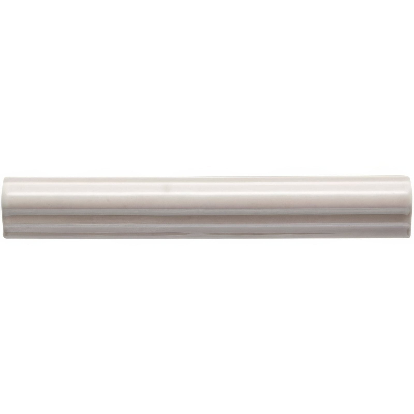 Cream-colored glossy ceramic Flint ogee crown molding with a smooth slightly curved profile for elegant interior trim