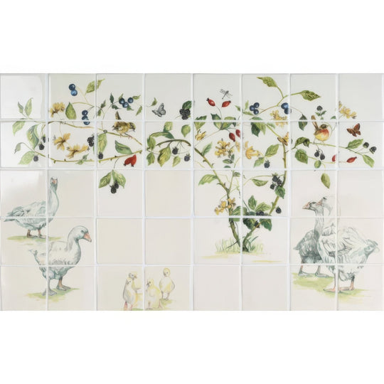 Flock of Geese 40 Tile Panel - Ceramic - Satin
