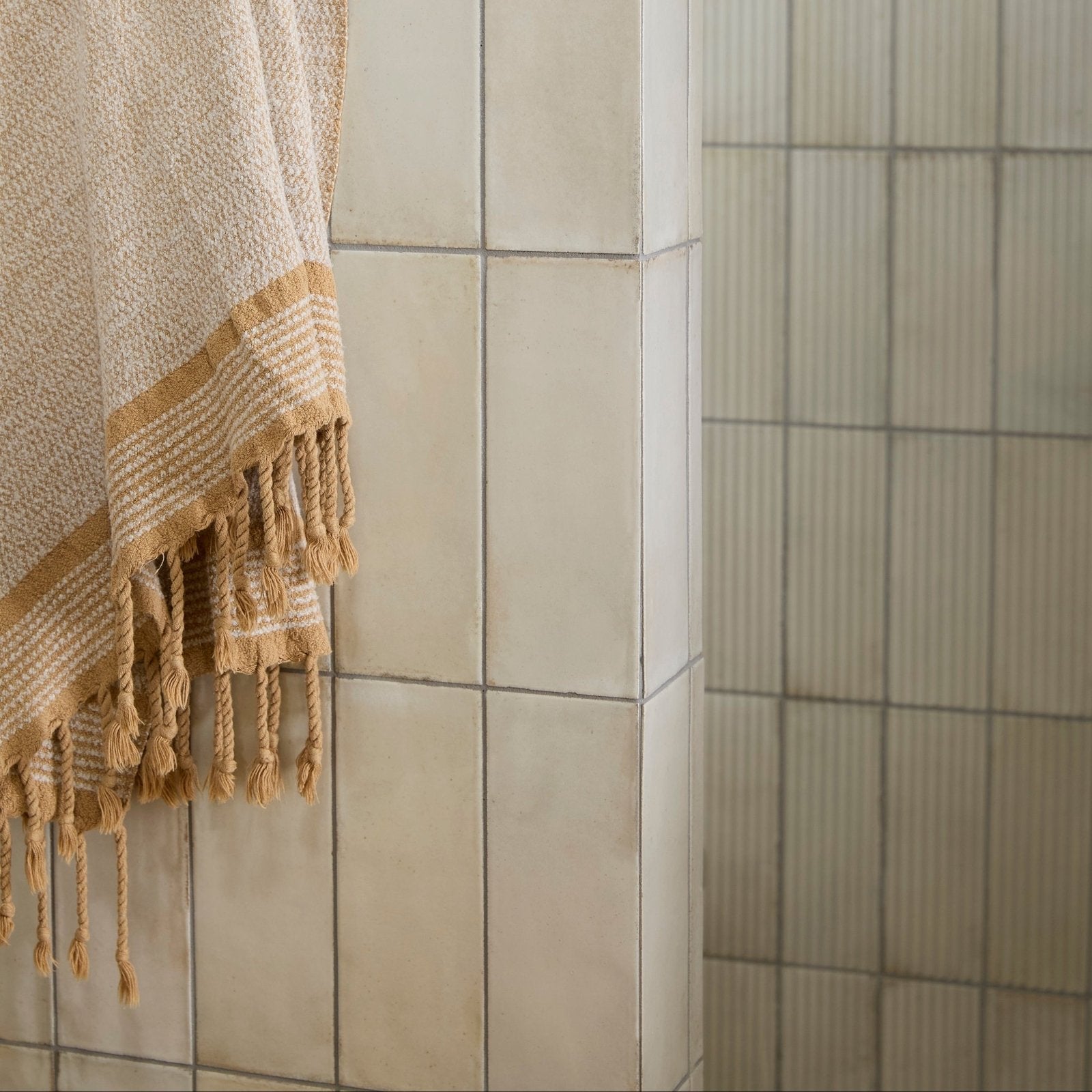 Fontenay Porcelain Metro Wall Tiles beige metro wall tiles in a subway layout