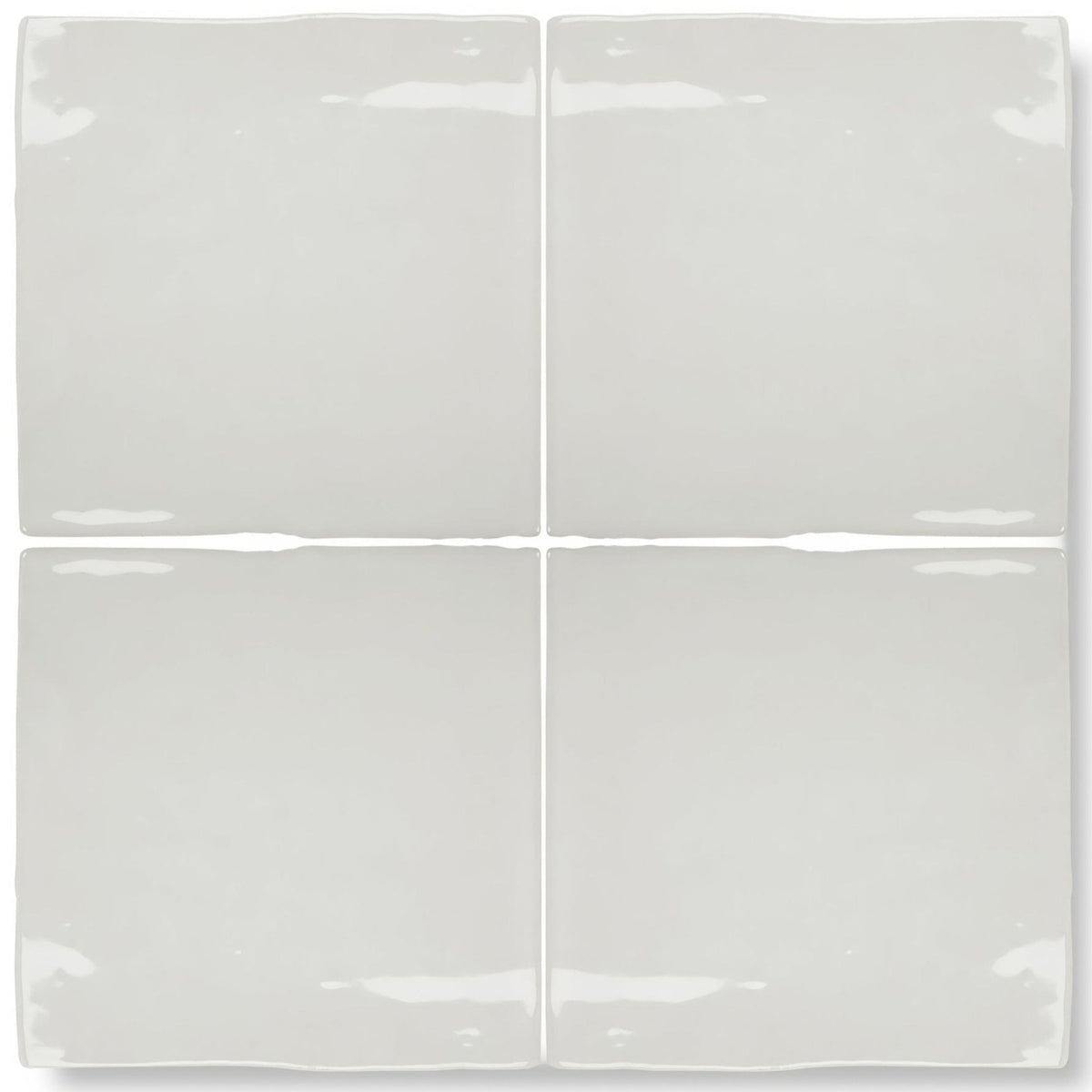 Four square glossy off-white ceramic tiles arranged in a grid for forecast arran square glazed tile product display