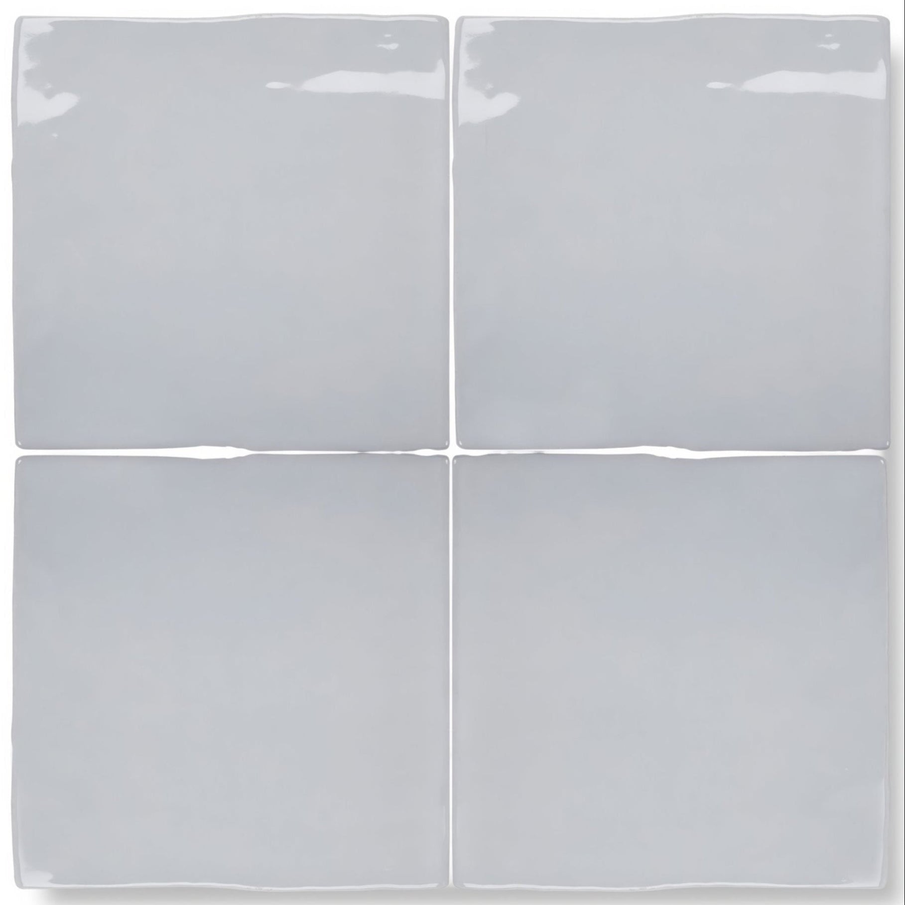 Four square glossy light gray ceramic tiles arranged in a grid forecast cromarty square glazed tile