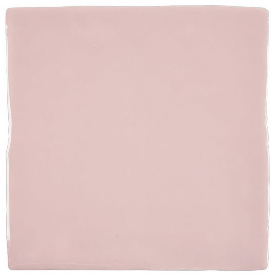 A smooth square ceramic tile with a soft blush pink glaze from forecast lundy square glazed tile collection