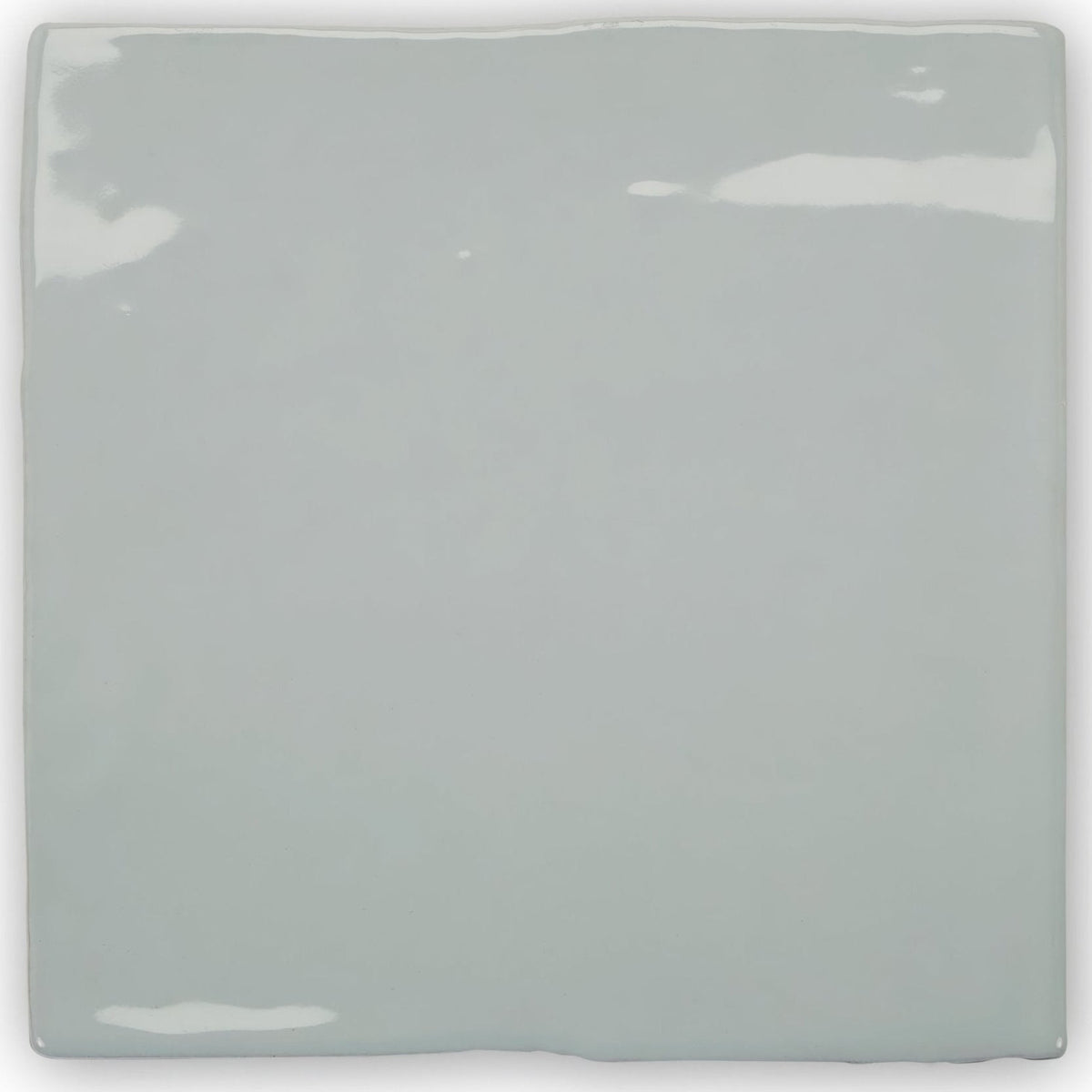 Forecast Rockall square glazed tile is a light gray glossy ceramic tile with subtle reflective highlights