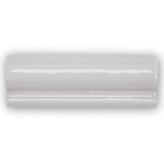 A sleek glossy white ceramic Forecast Sky Glazed Dado tile with smooth rectangular surface and subtle horizontal ridges
