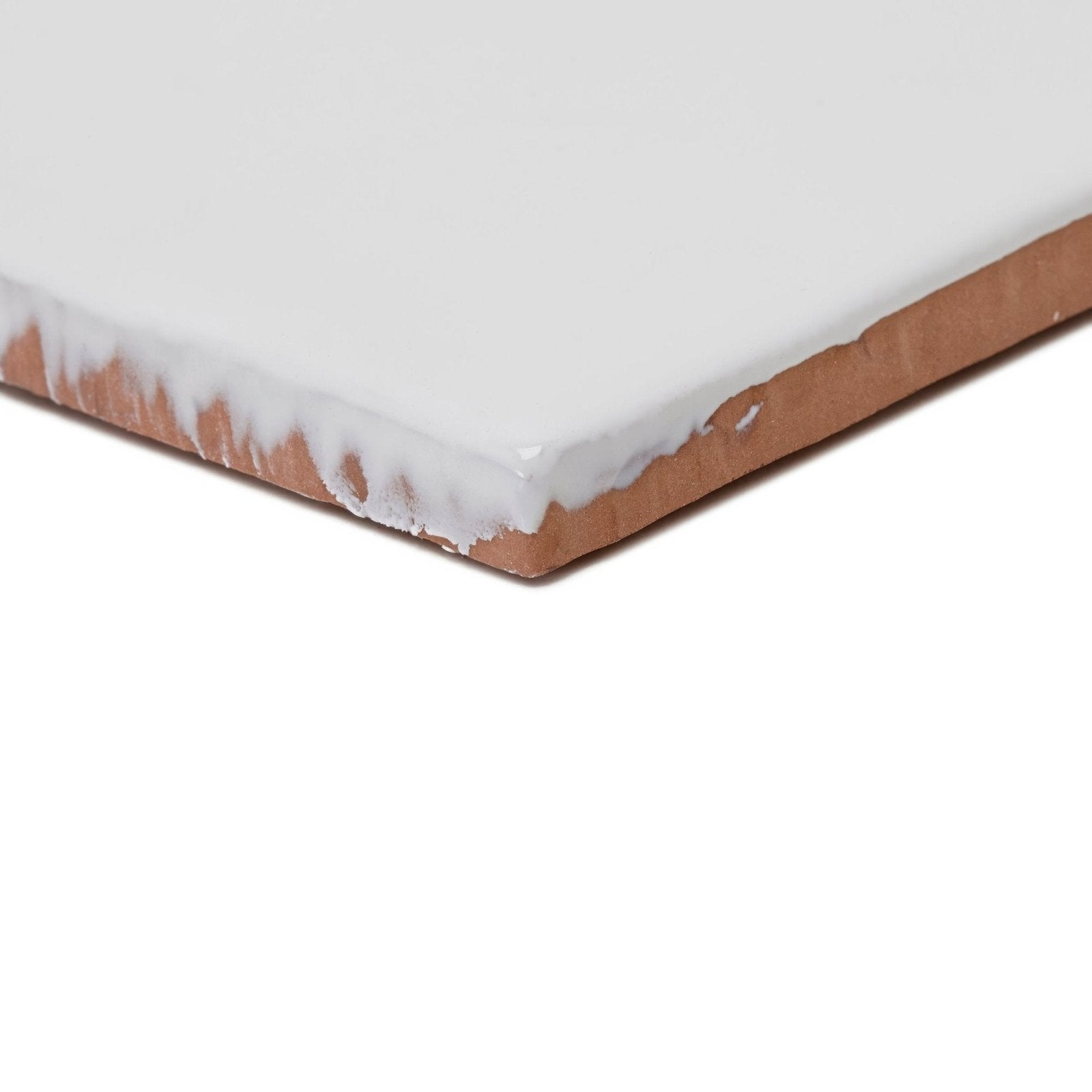 Forecast wight square glazed tile white ceramic with a rustic terracotta-colored edge for wall or floor use