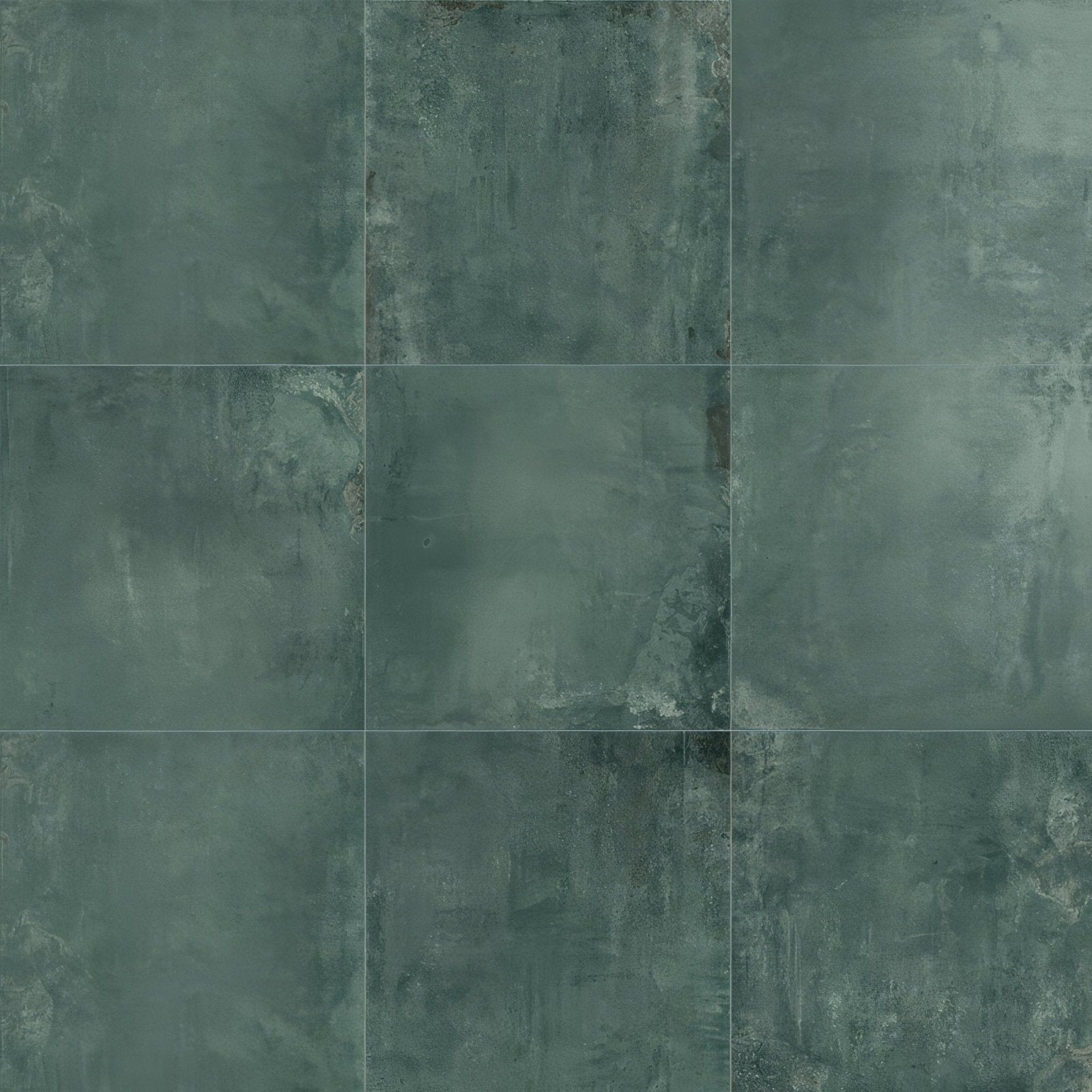 Dark green textured forged emerald porcelain floor tiles with a subtle mottled finish for indoor use