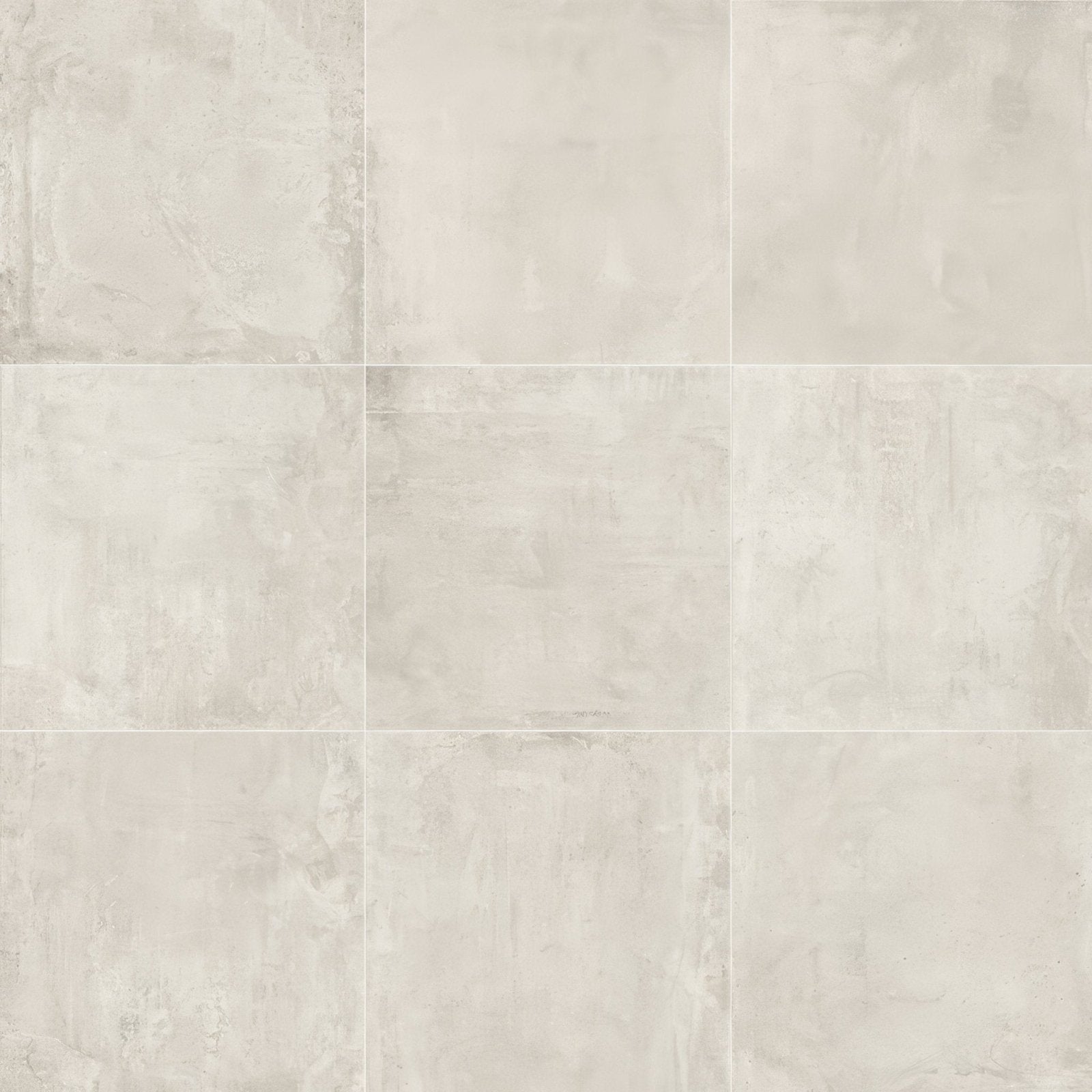 Beige forged titanium porcelain tile with concrete-effect and subtle gray veining in square floor tile design