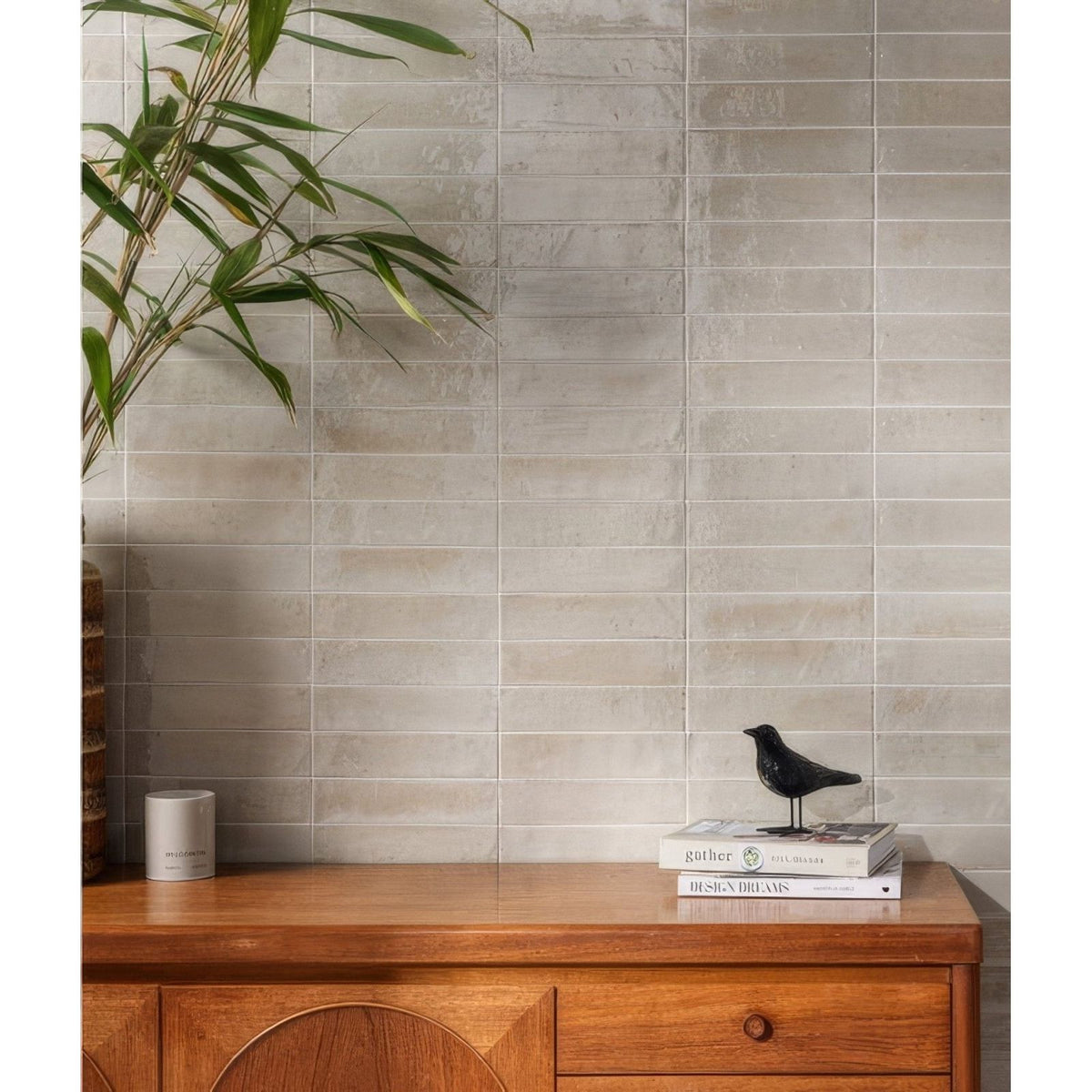 Foundry Novo Porcelain Linen beige glossy porcelain tile