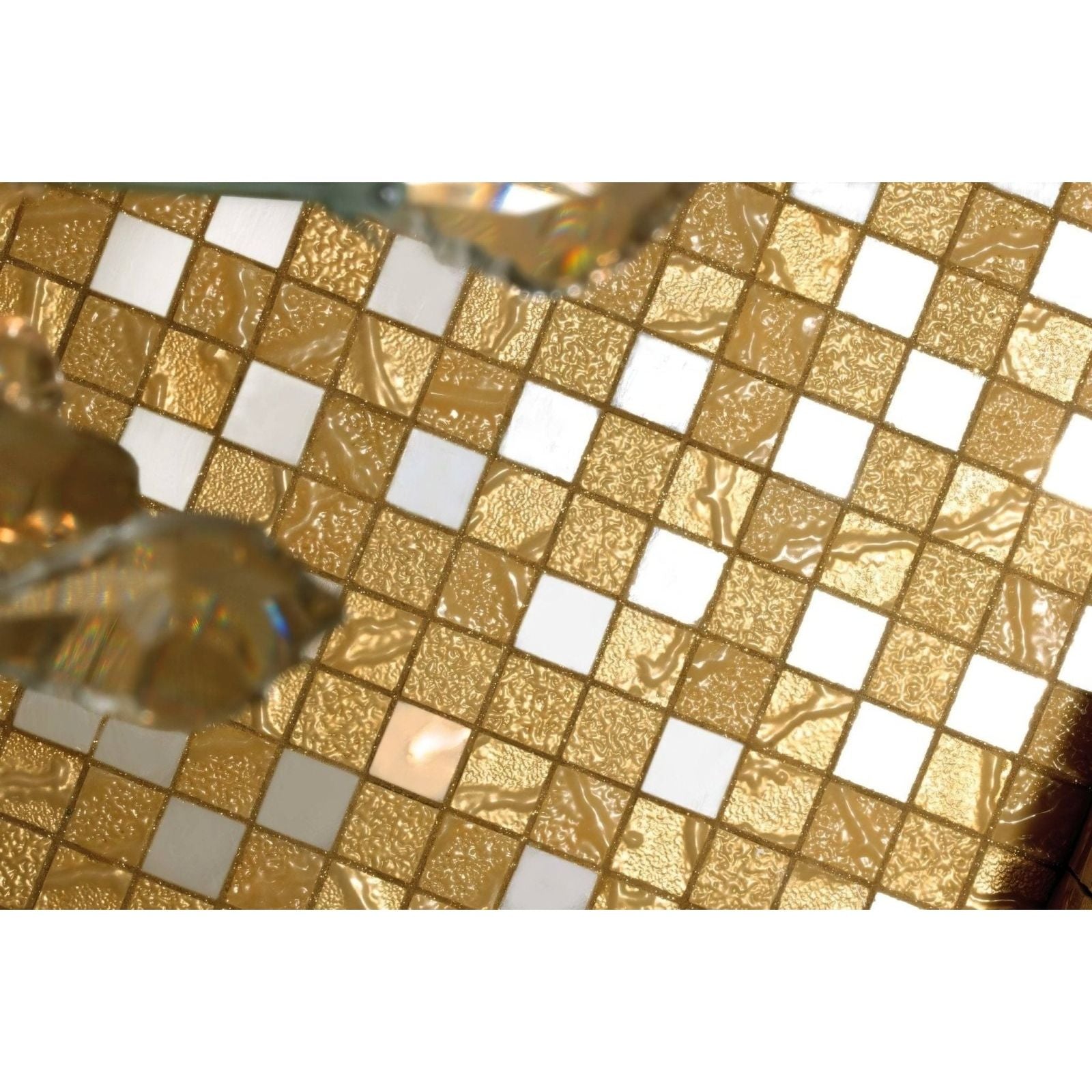Four seasons summer mosaic gold and white mosaic tile with textured glossy finish for decorative use