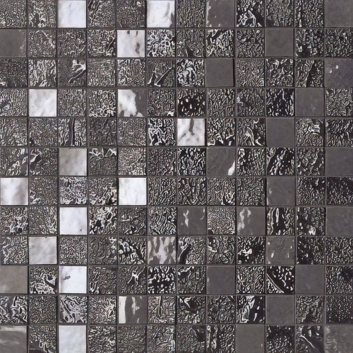 Four Seasons Winter Mosaic Wall Tile 30x30cm - Porcelain - Black