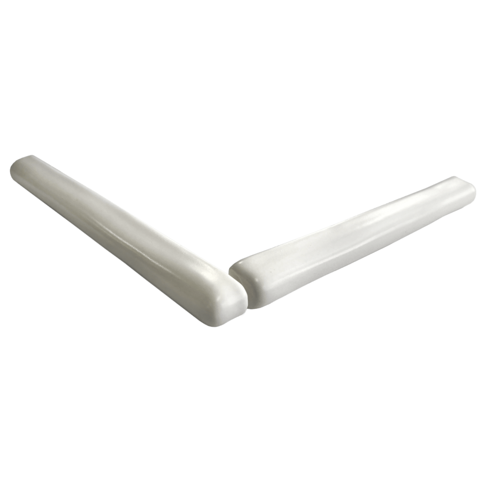 Two sleek white ceramic guitar bridge pins with a smooth glossy finish for frost rustic pencil corner guitar bridge