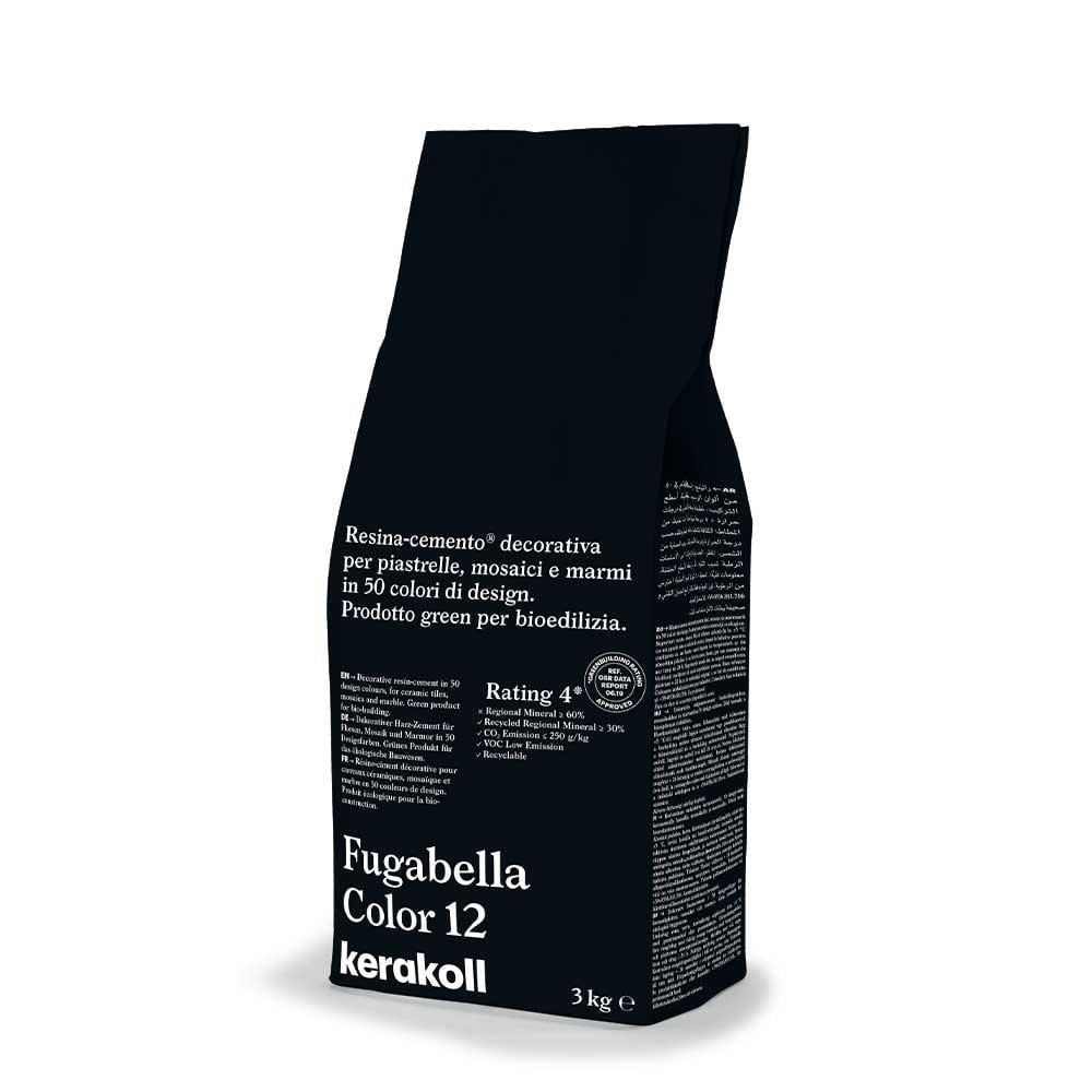 Black bag of kerakoll fugabella resin cement grout color 12 decorative resin-cement for tiles mosaics and marble in 50 colors