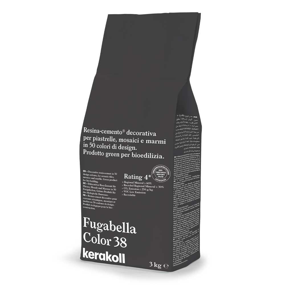 Black bag of kerakoll fugabella resin cement grout in color 38 decorative resin cement for tiling projects