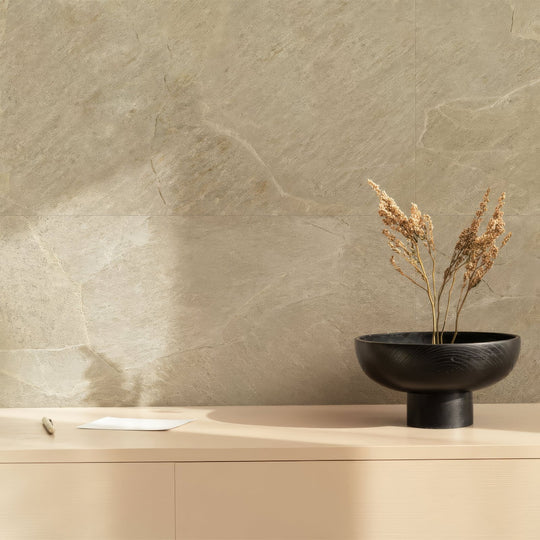 Genesis Beige Matt Porcelain 120 x 120cm beige marble-effect tile