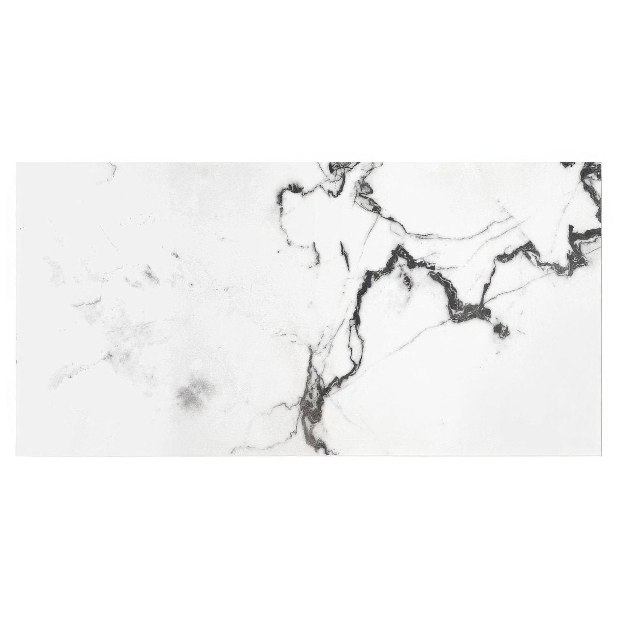 Georgica pond diamond sawn edge polished white marble tile with elegant black veining and smooth finish