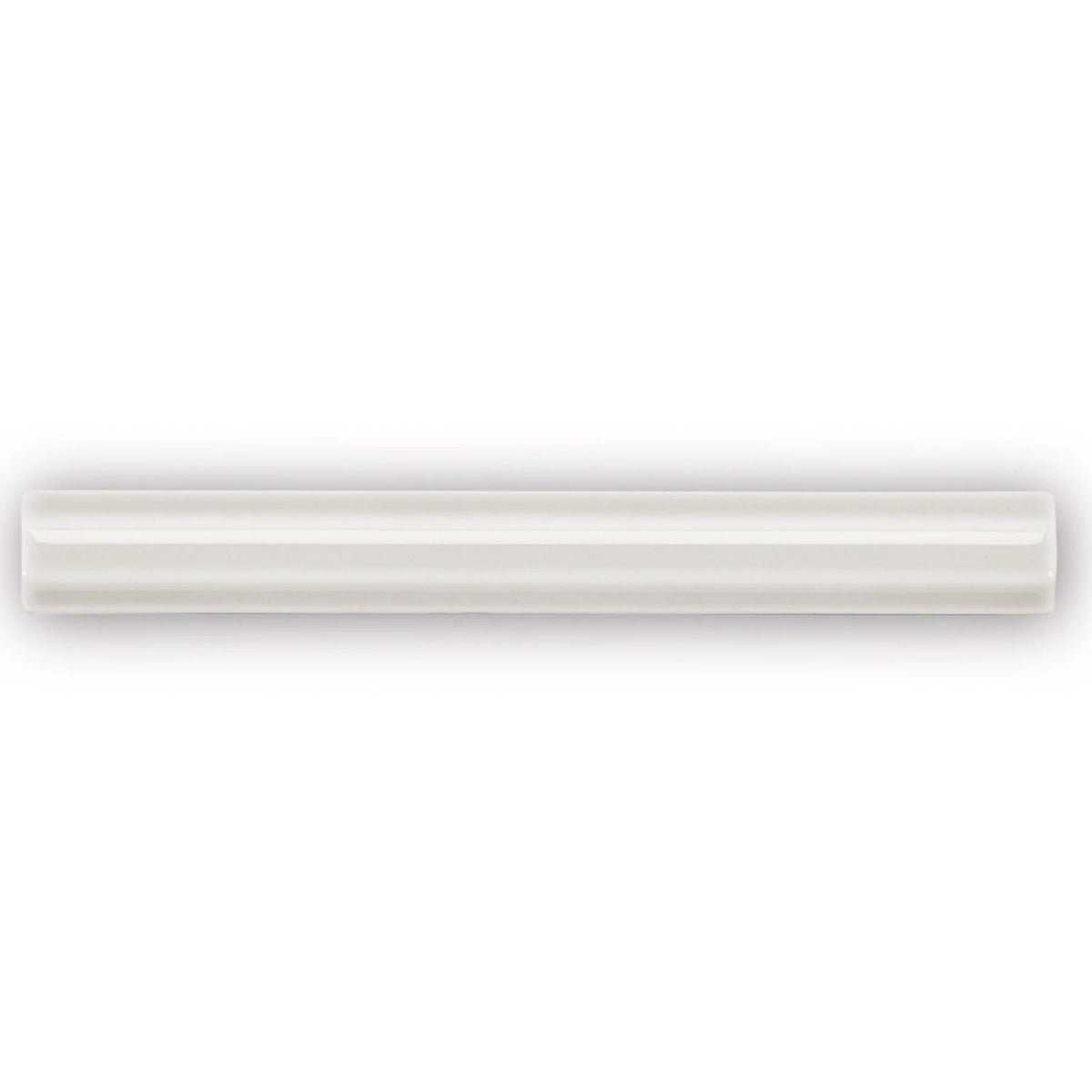 Off-white ceramic giralda cascara cream pencil tile with smooth glossy finish and subtle horizontal ridges