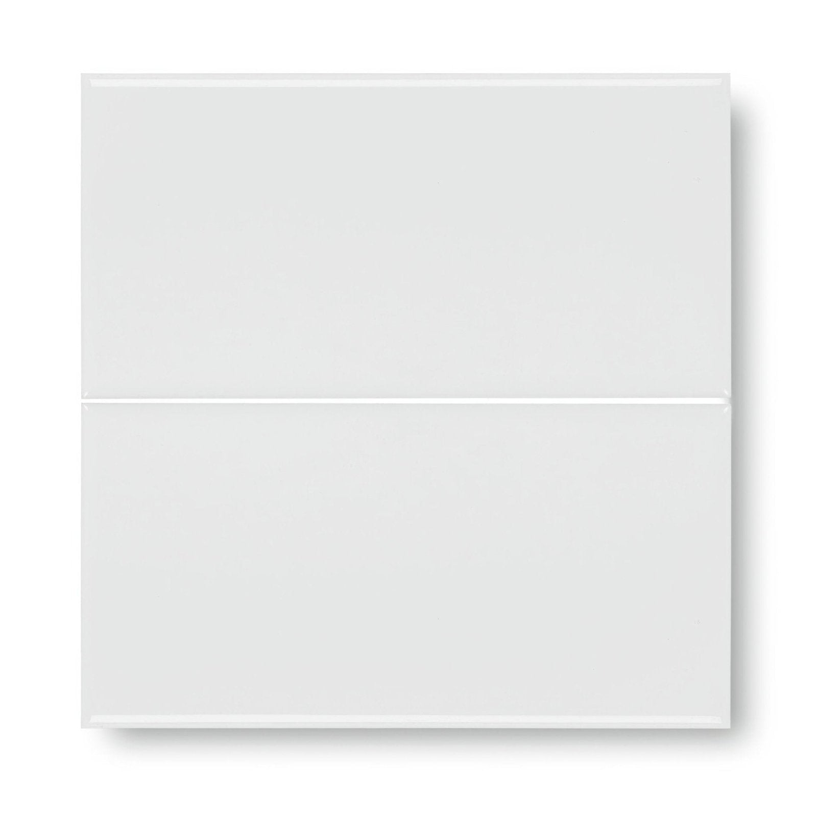 Giralda hielo white tile with glossy glass finish smooth reflective surface and clean horizontal seam