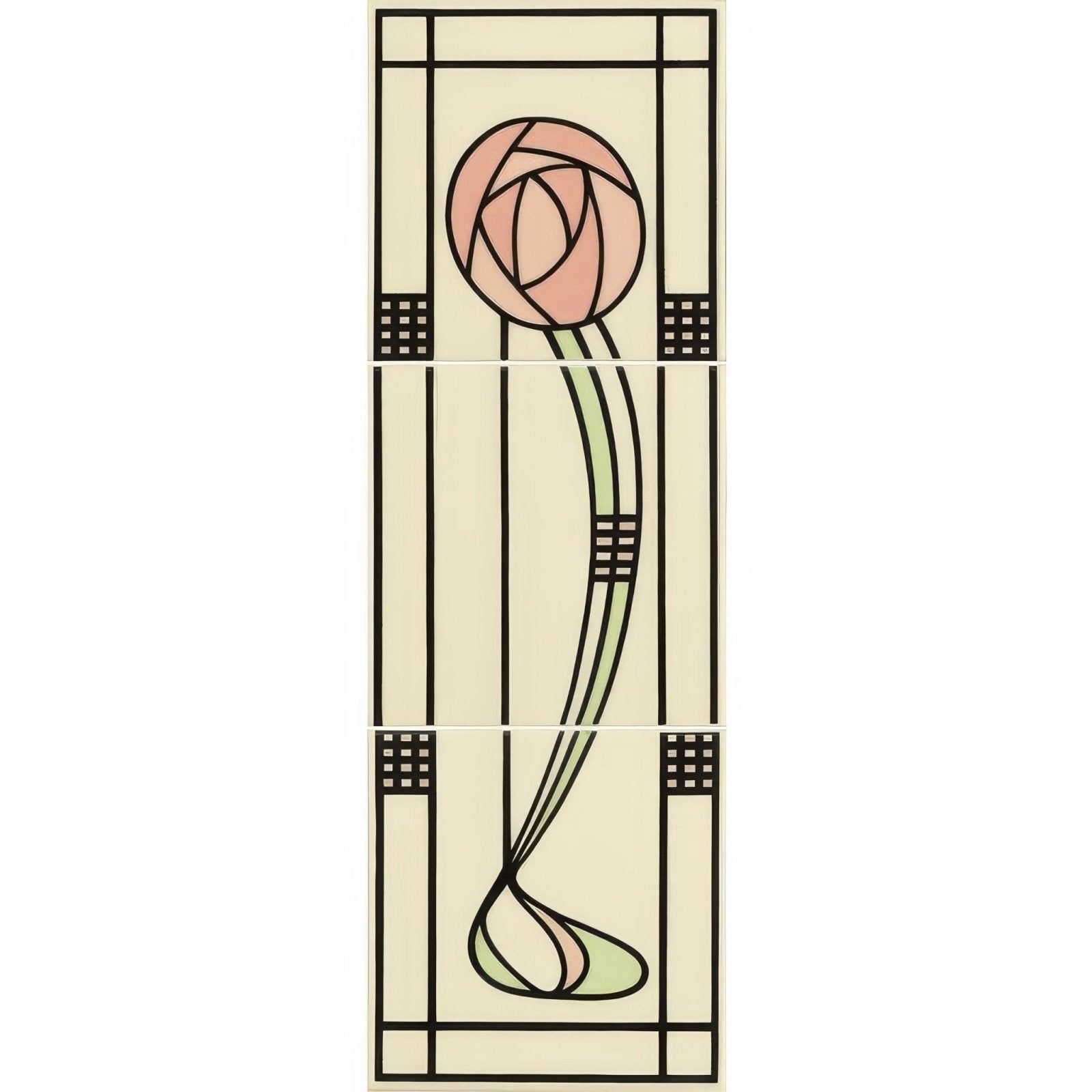 Glasgow Rose (Left Hand) 3-Tile Set on County White