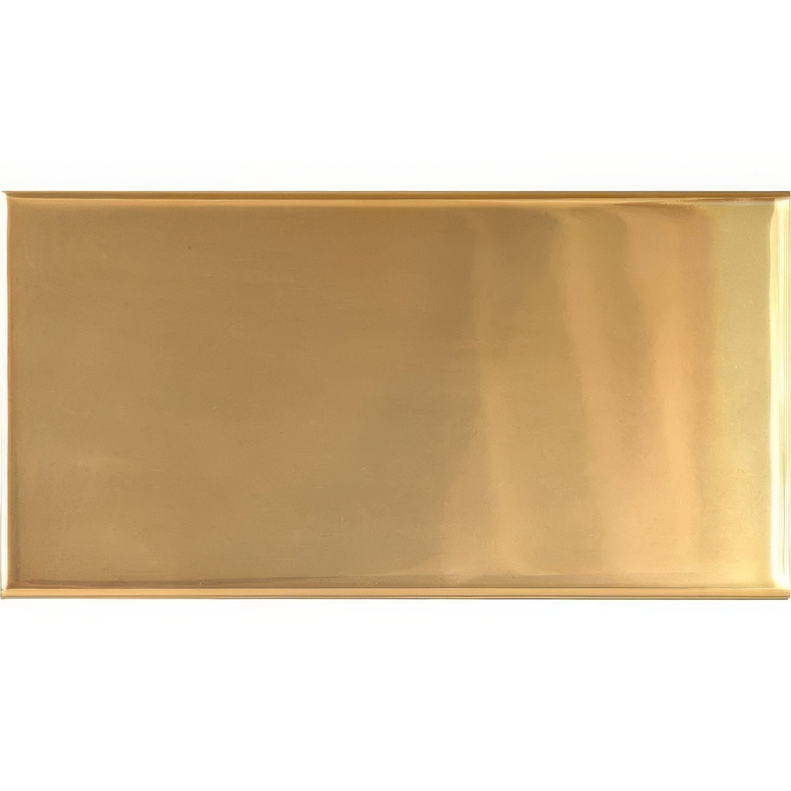 Gold metallic half tile featuring a brass-colored rectangular metal piece with smooth polished finish