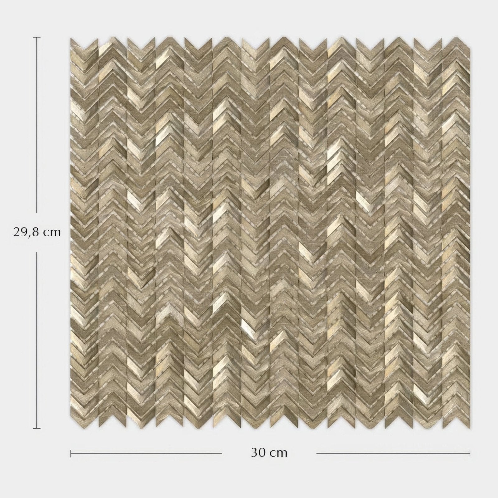 Gravity aluminium arrow gold mosaic rectangular metallic tile with a chevron pattern in shades of gold and bronze