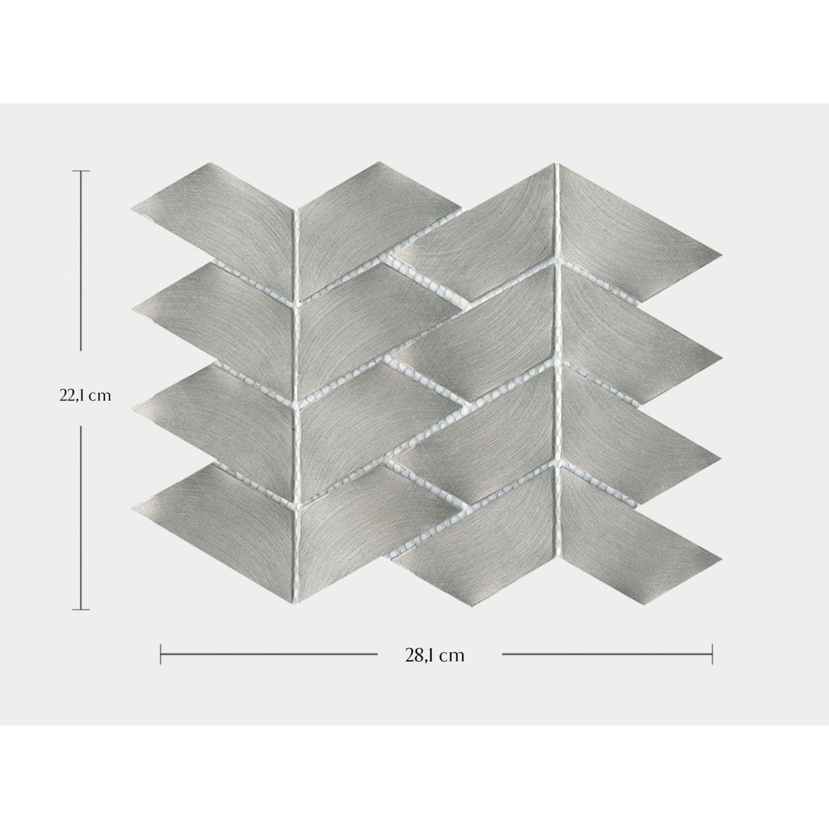 Silver metallic chevron-patterned gravity aluminium trace metal mosaic tile panel for modern decorative use