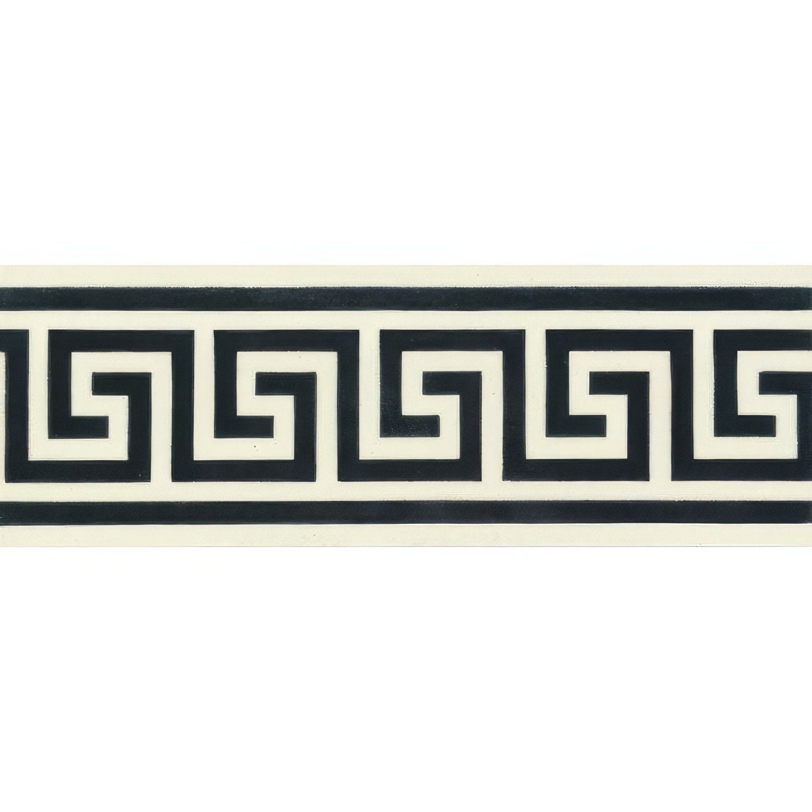 Black and cream greek key patterned ceramic border tile designed for decorative wall or floor accents