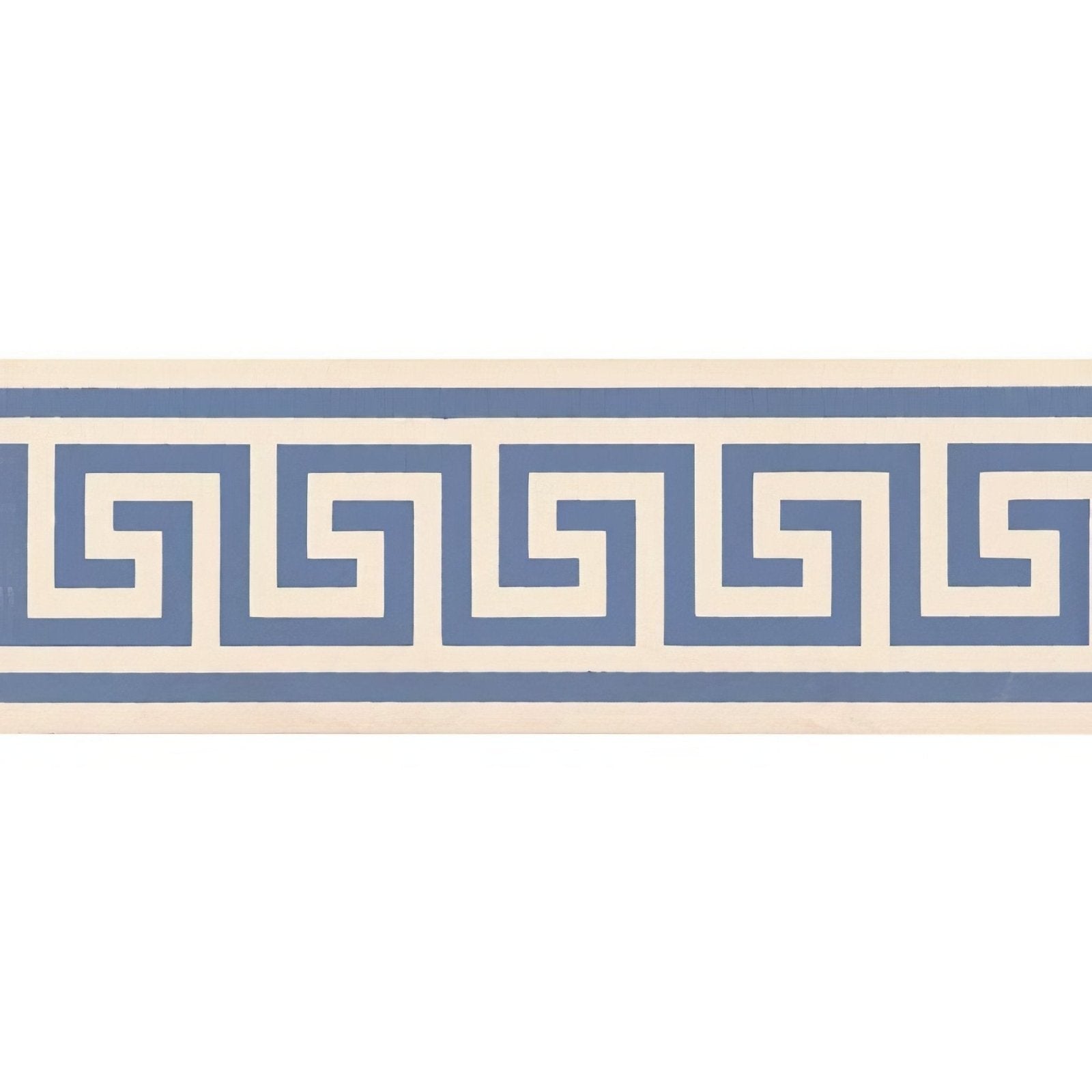 Greek Key Border Blue on White
