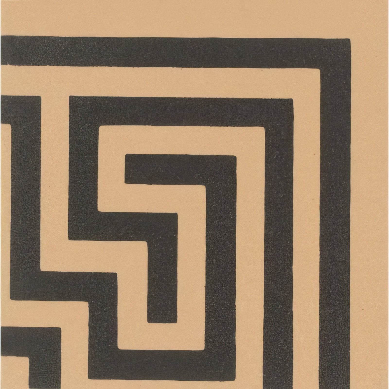 Greek key corner black pattern on beige buff fabric showcasing classic geometric design for home decor use