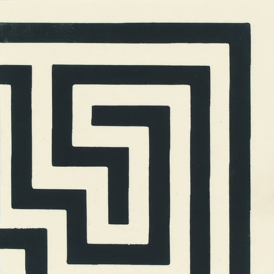 Greek Key Corner Black on White