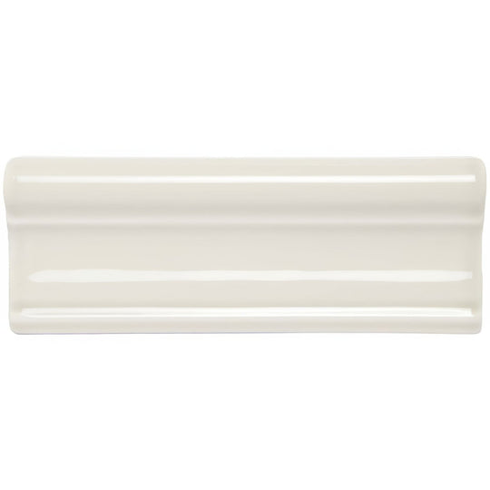 Cream-colored ceramic Hadleigh Hampton tile with a glossy finish and subtle raised ridges along its length