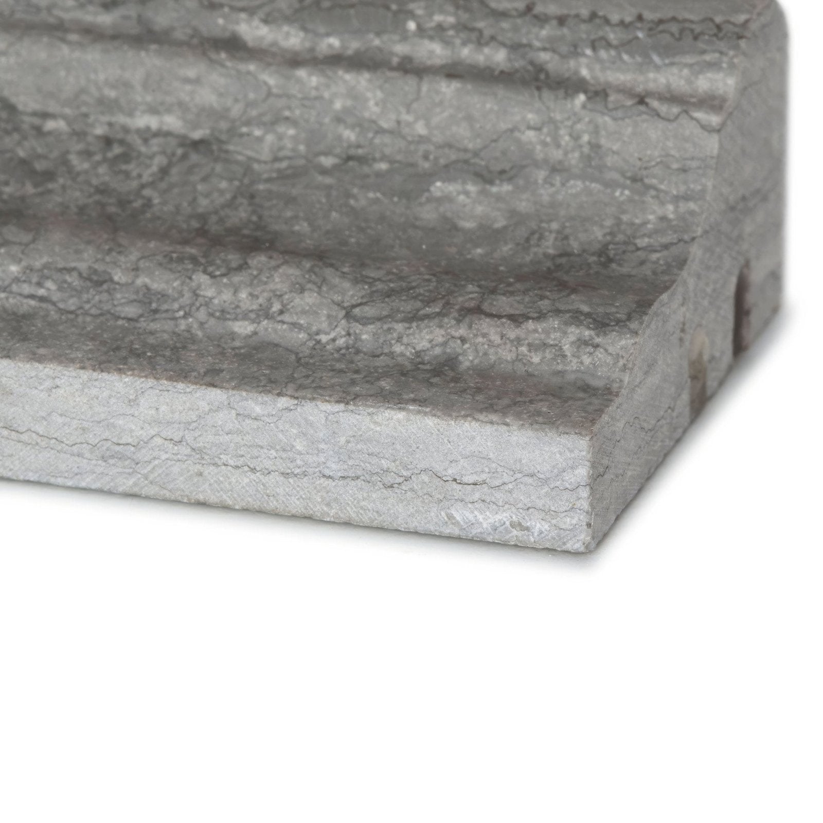 Hampton Bays dado gray stone ledge with textured natural marble surface and subtle veining for decorative use