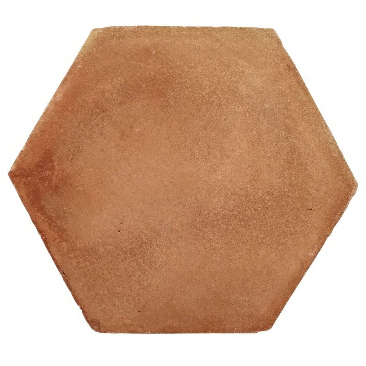 Handmade classic terracotta hexagonal tile with a rustic earthy brown finish and subtle surface texture