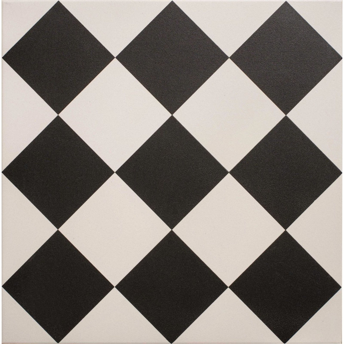 Harlequin large black on chalk floor tile with black and white diamond pattern and matte finish
