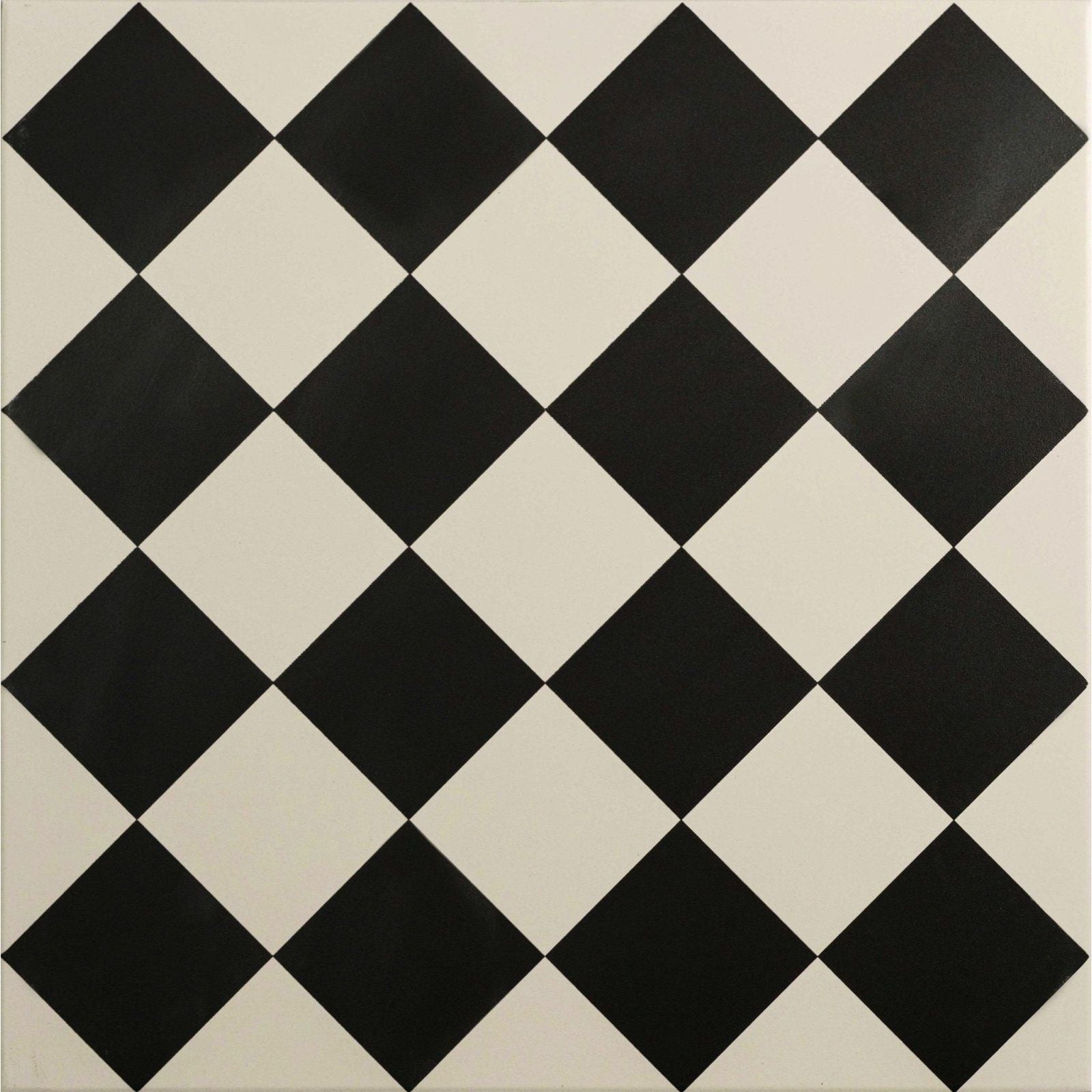 Harlequin small black on chalk black and white diamond patterned ceramic tile for walls and floors