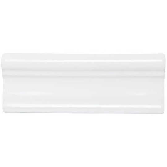 White ceramic rectangular tile helmingham hampton with glossy finish and subtle horizontal ridges