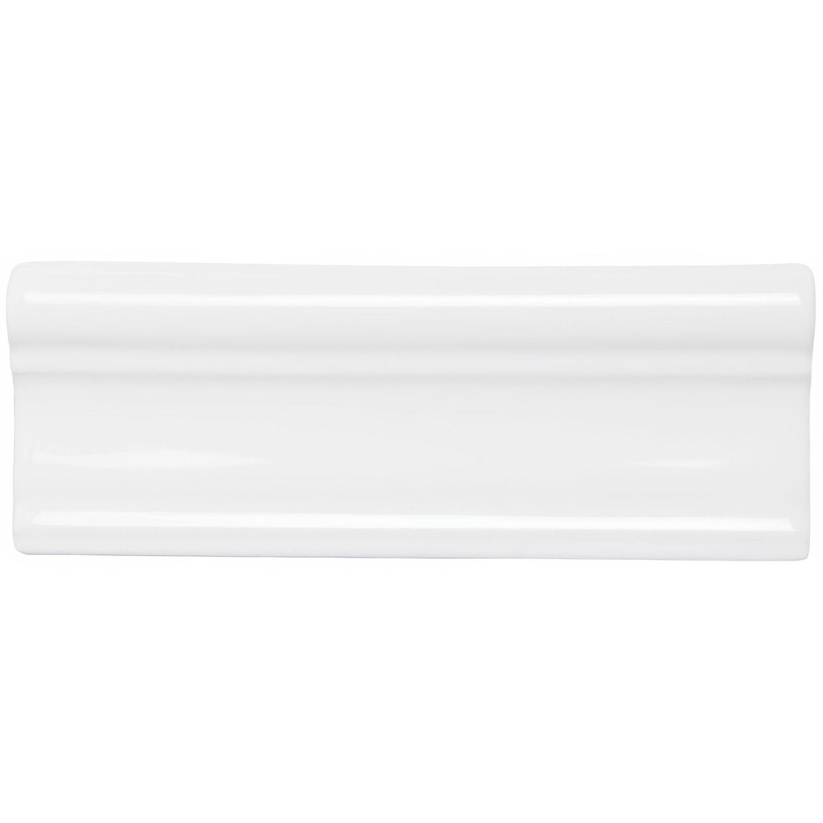 White ceramic rectangular tile helmingham hampton with glossy finish and subtle horizontal ridges