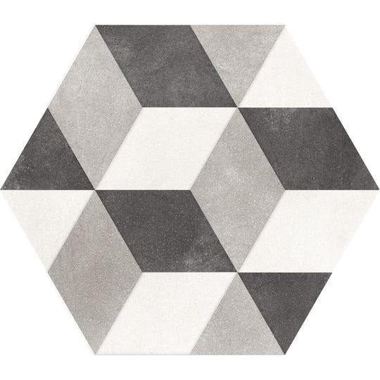 Hexagon Black Cube Wall & Floor Tile - alternate view