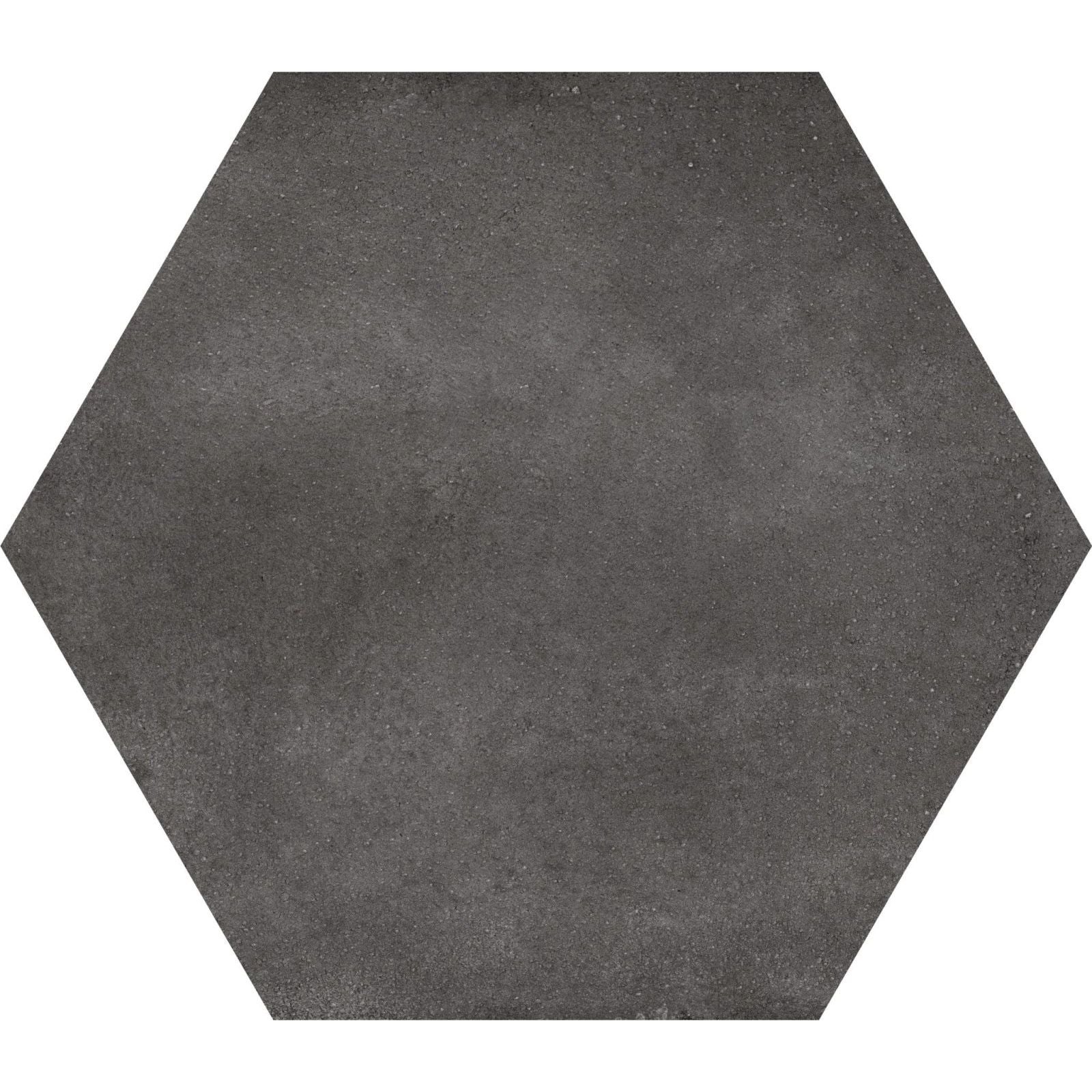 Hexagon black plain dark gray hexagonal tile with textured concrete-like surface for modern flooring and walls