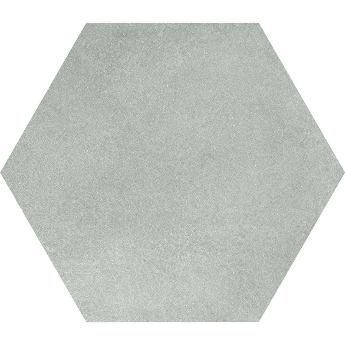 Hexagonal tile hexagon green plain with matte light gray finish and subtle textured surface for flooring or walls