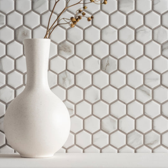 Hexagon Matt Carrara White - alternate view