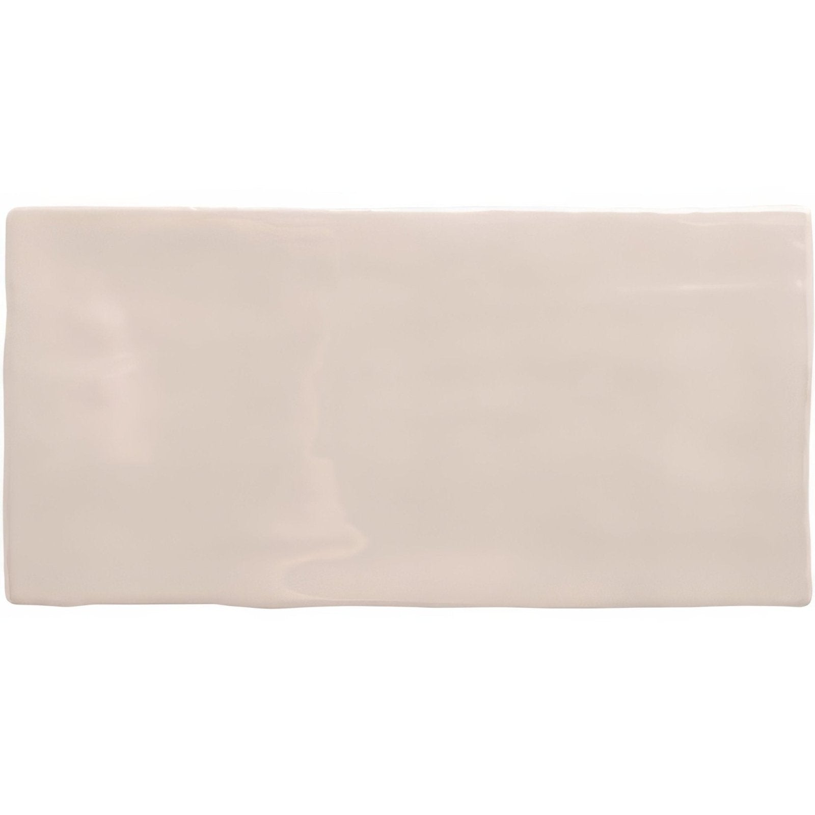 A smooth rectangular beige ceramic hibiscus brick wall tile 20x10cm with a subtle glossy finish